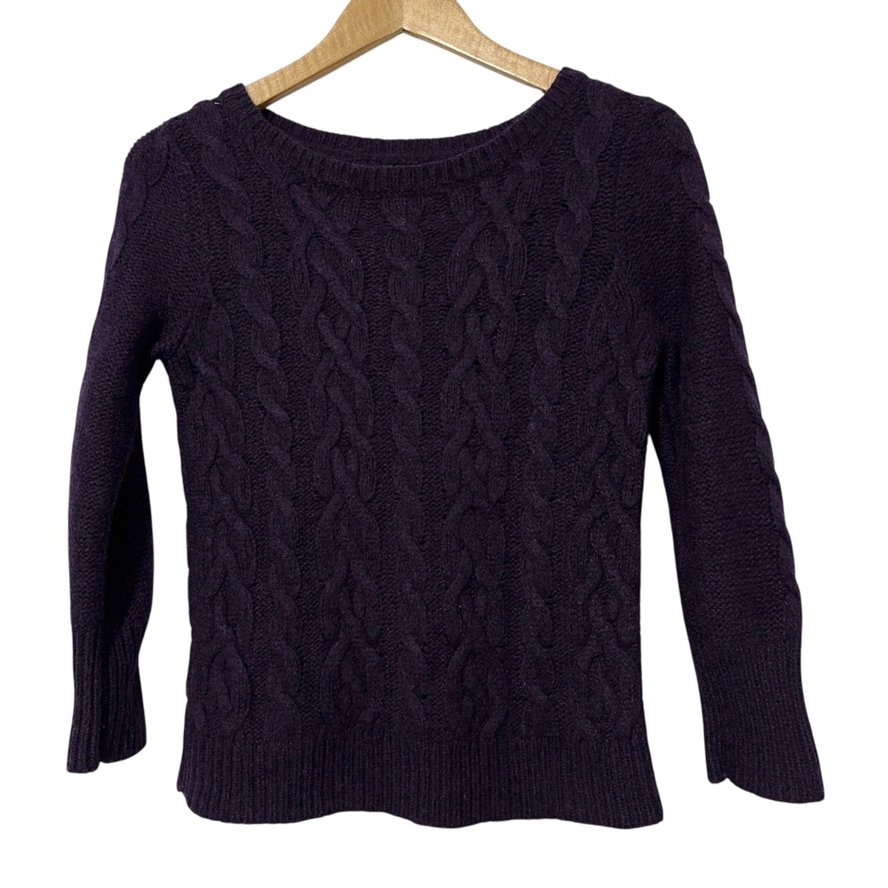 Ann Taylor Loft Wool Rabbit Hair Blend Cable Knit Sweater Womens Size XS